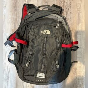 The North Face Backpack Surge Black Hiking Laptop School Camping Pockets Padded